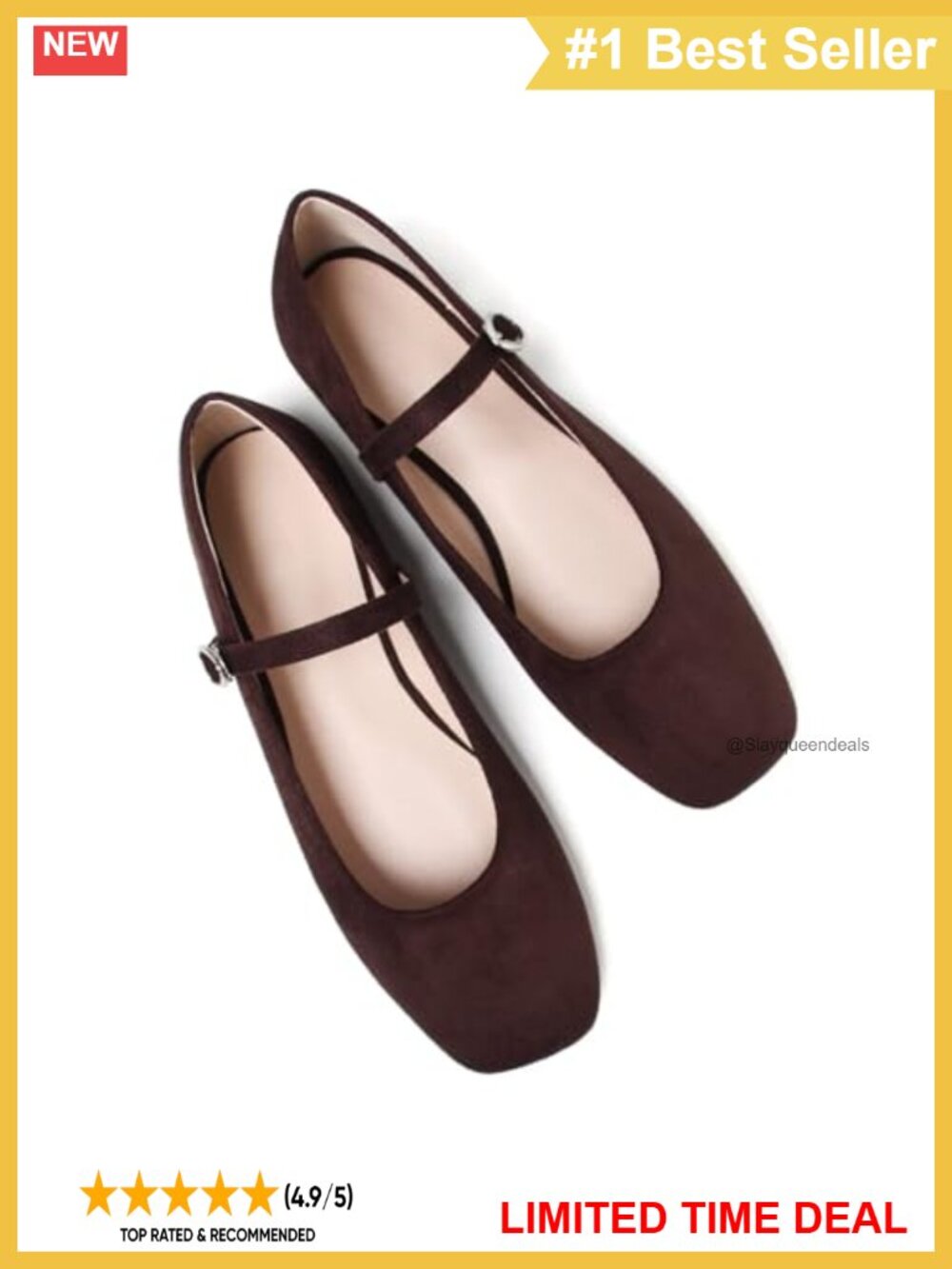 Mary Jane Flats Square Toe Double Strap Ballet Flats with Buckle